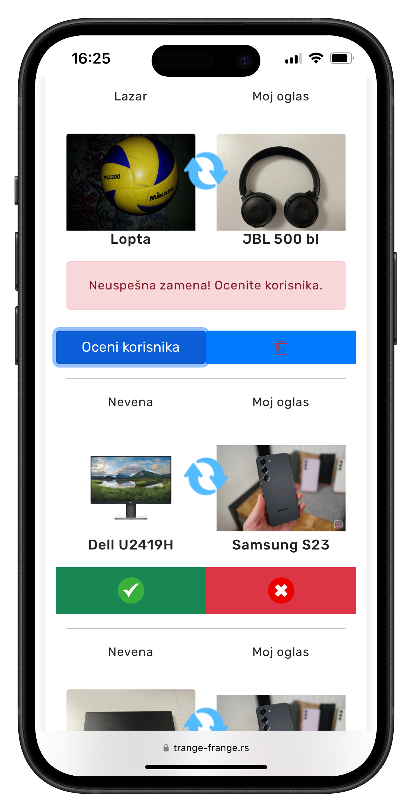 Neuspešna razmena